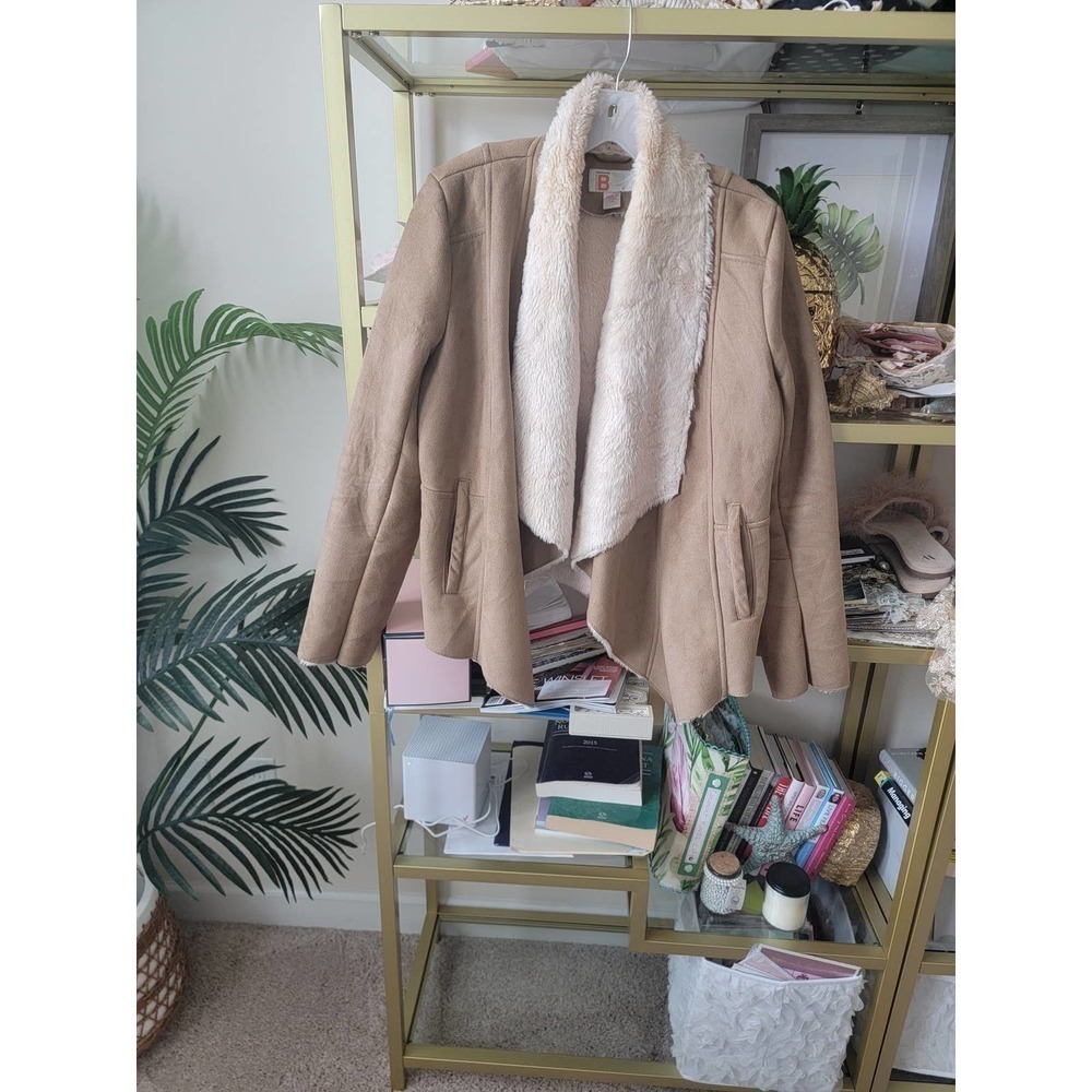 Faux Fur / Tan Suede Brown Jacket / Fall Winter Coat